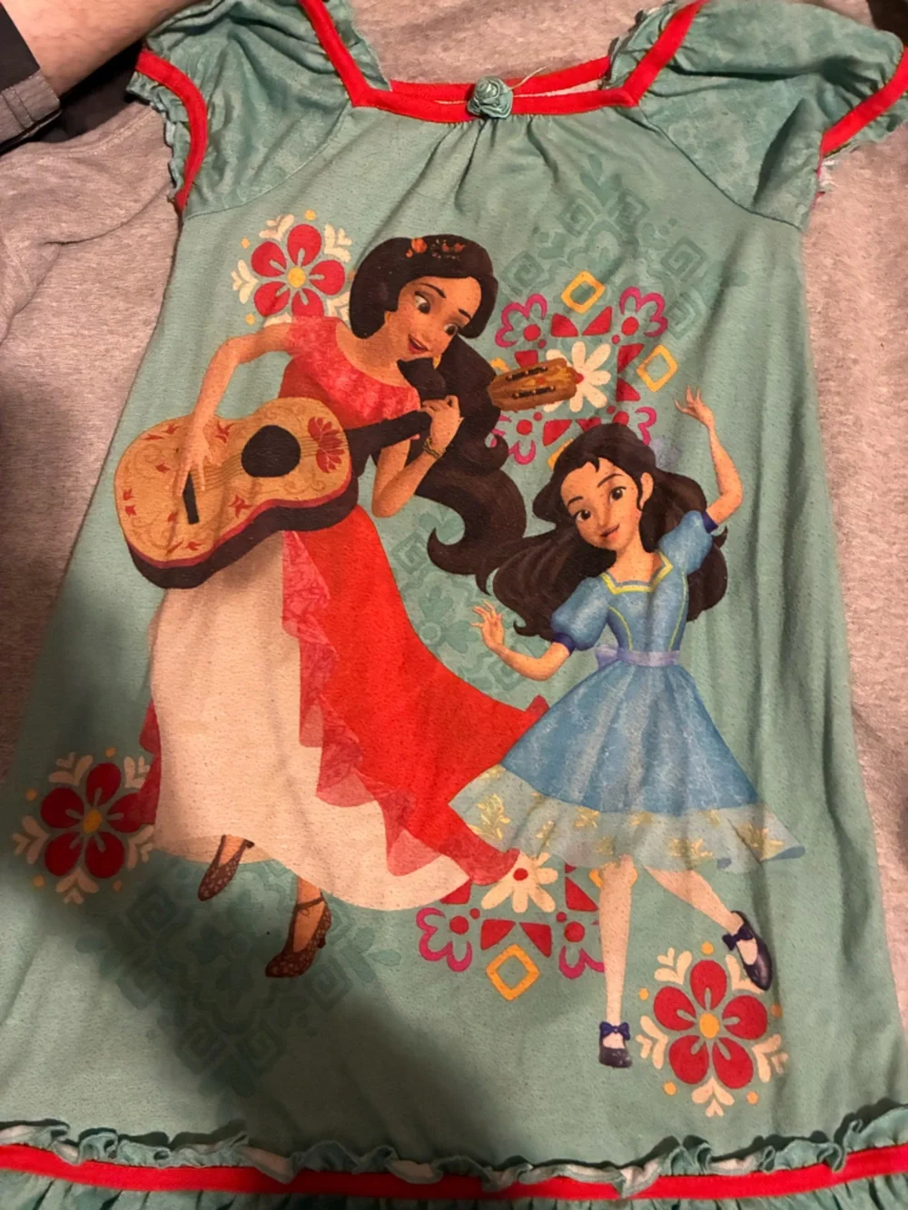 Disney Teal Girls Nightgown with Red and Blue Princess Print - Picture 1 of 1